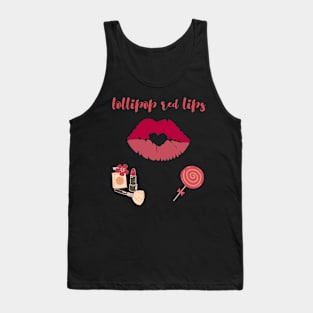 Lollipop red lips. Girly lipstick makeup candy Tank Top